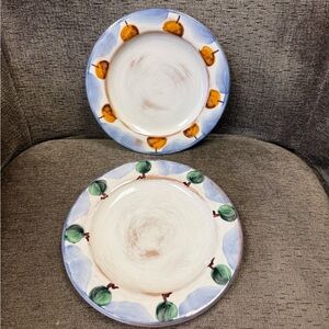 Vintage Hand Painted Fruit Motif Italy Decorative Plates by Cristina Fortini